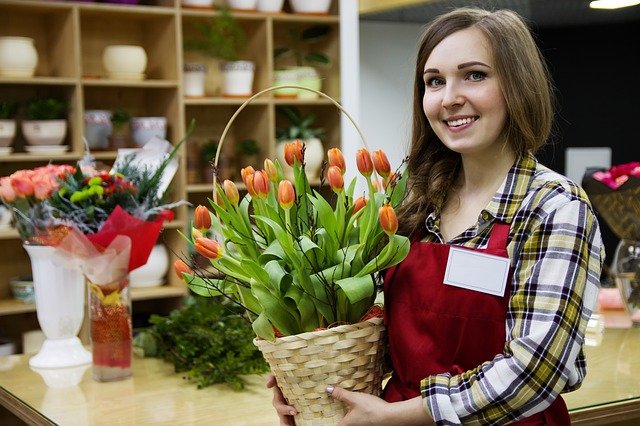 Smiling florist - great customer service skills
